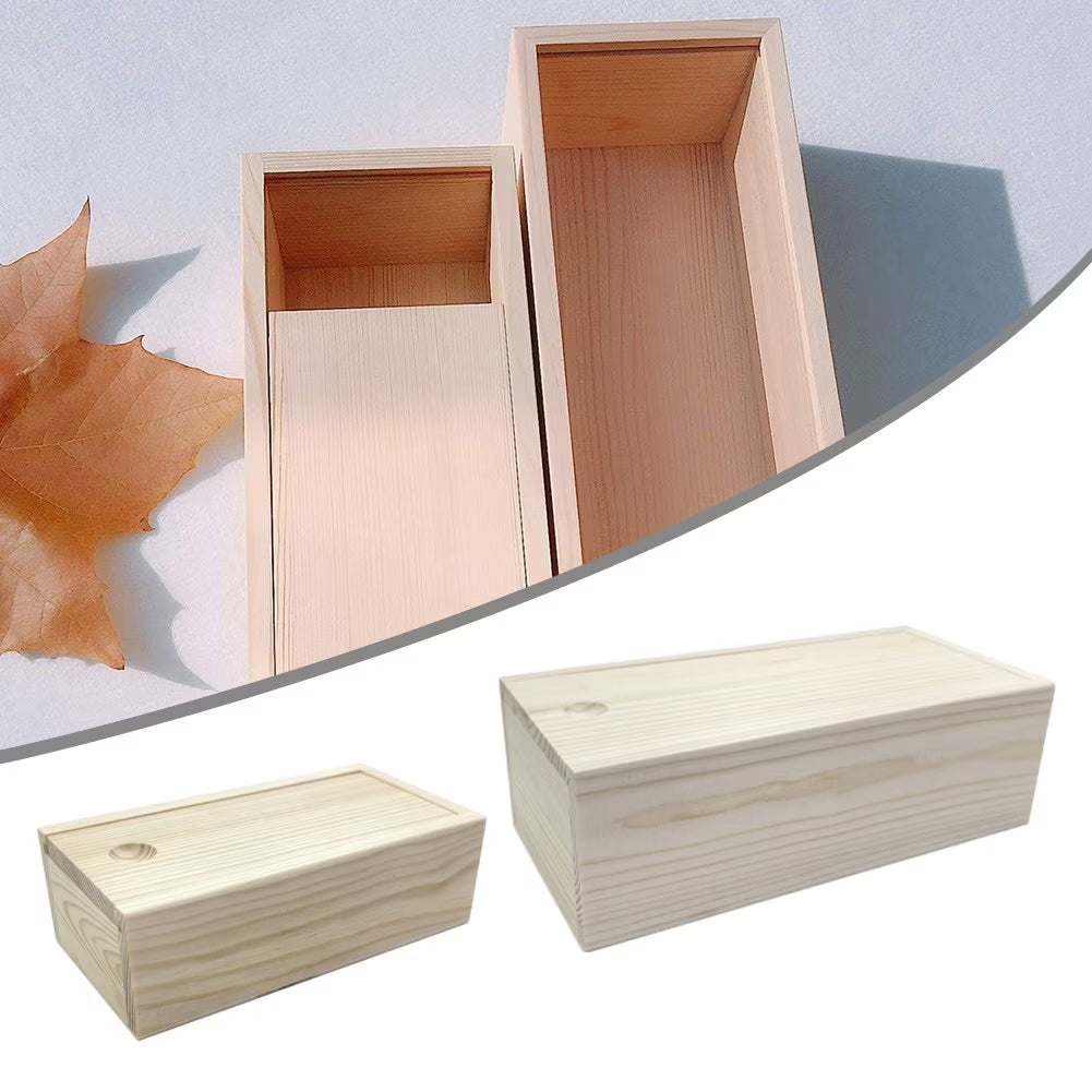 Pine Pull-Out Box Sliding Cover Wooden Box Wooden Storage Box Log Drawer